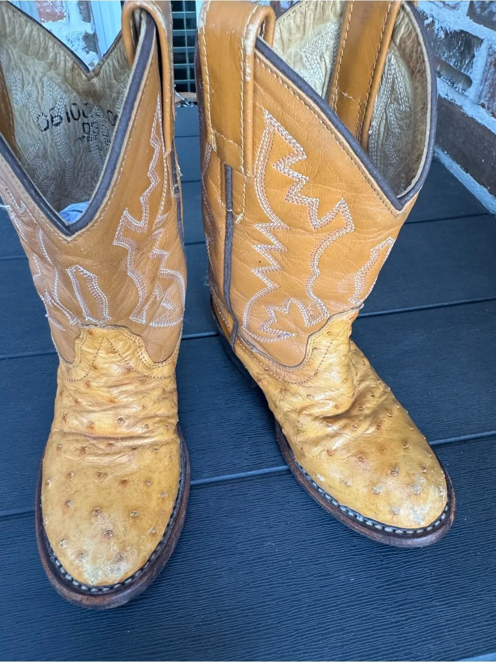 🤠 Handcrafted Vintage Kids Full-Quill Ostrich Cowboy Boots - Size 5 Y